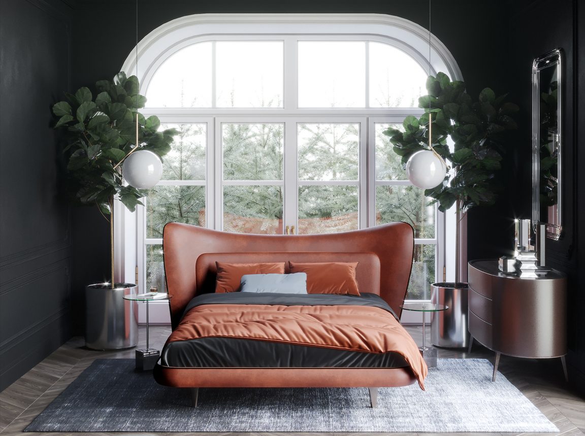 яркая необычная кровать оранжевая