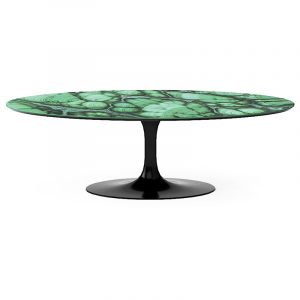 Дорогой овальный обеденный стол из мрамора зеленых оттенков