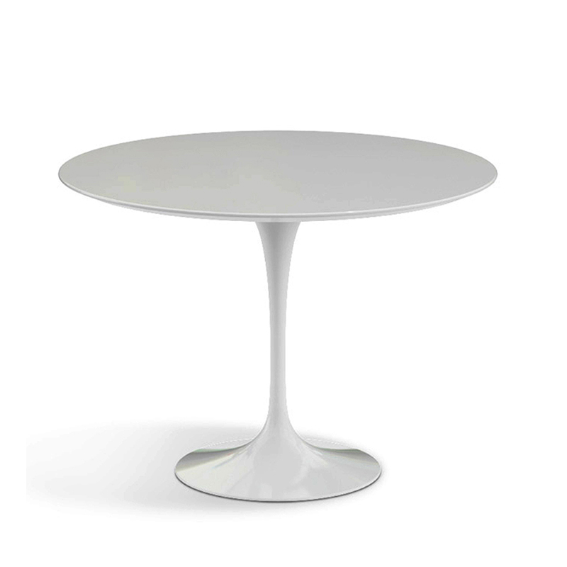 Дизайнерский кухонный стол Тулип/Tulip на одной ножке круглой формы белого