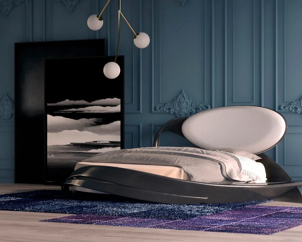Дизайнерская большая кровать из массива